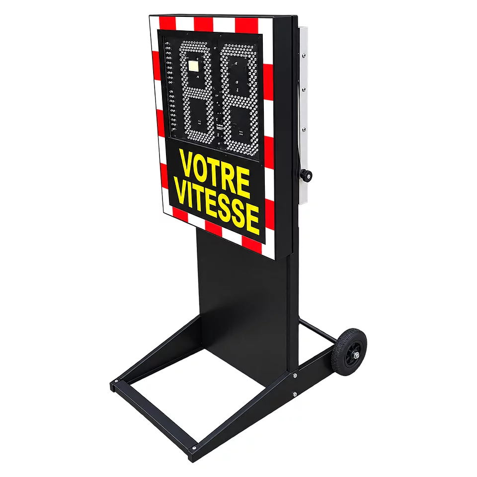 Mobiel snelheidsdisplay op rijdend onderstel